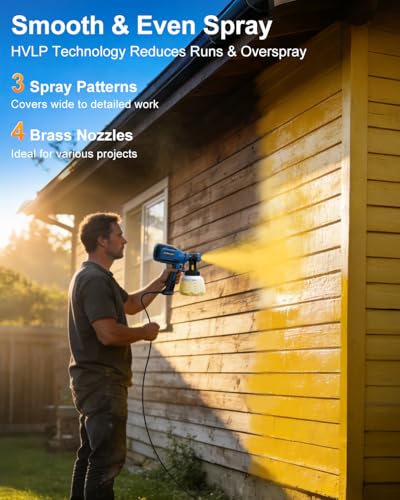 Paint Sprayer for House Painting, 4 Nozzles & 3 Spray Patterns - color: Bright Blue