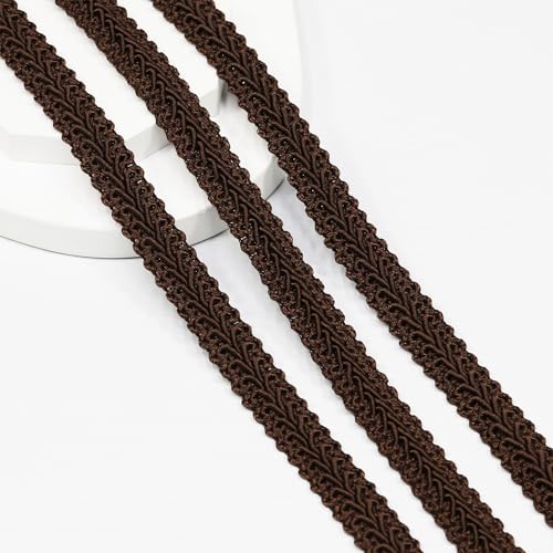 13Yards 12mm/0.47inch Trim DIY Craft Sewing Accessory for Home Curtain Clothes Pillow Decoration (Brown-12mm) - color: Brown-12mm, size: 12mm