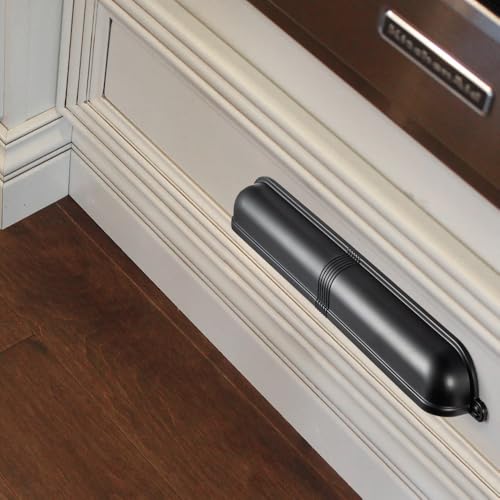 Goo-Ki 6 Pack 7 9/16 Inch Matte Black Cup Pulls with Textured Strap Design, Elegant Modern Bin Handles for Kitchen & Furniture - color: Matte Black, size: 7 9/16 Inch Center to Center