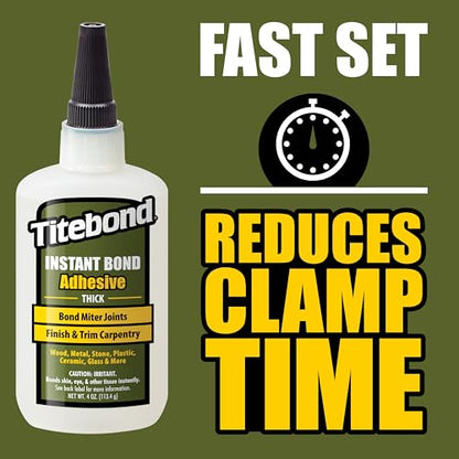 Titebond Instant Bond Thick CA Super Glue – Ethyl Cyanoacrylate Adhesive for Wood, 8-10 Second Set – 4 Oz. 6222 - size: 4 oz.