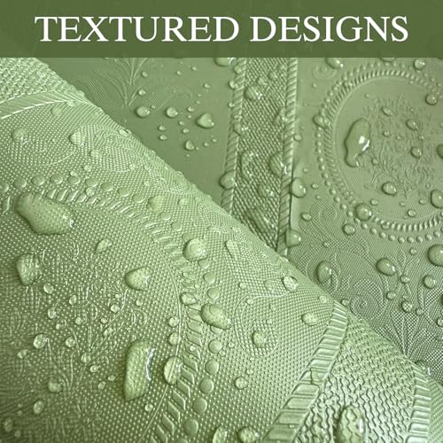 JiffDiff Green 3D Embossed Textured Peel Stick Wallpaper 17.3"x120" - color: Green, size: 17.3" x 120"
