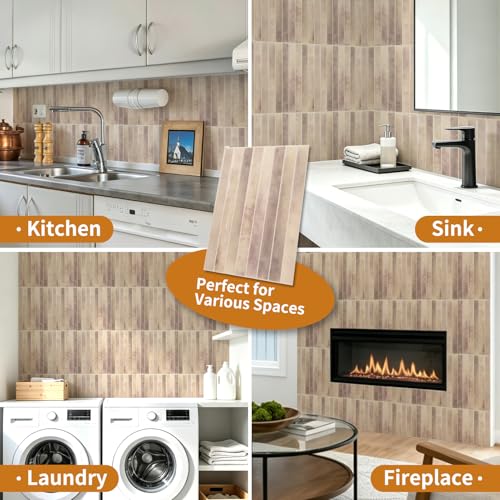 WOWSTAR 10-Sheet Thickened Peel and Stick Backsplash for Kitchen, Back Splashes Stick on Tile, Waterproof Wall Tiles, Yellow Jasper, 11.4in x 9in - color: Yellow Jasper