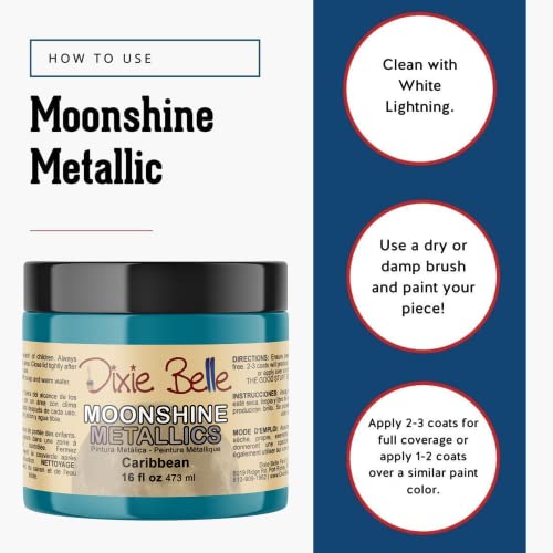 Dixie Belle Paint Company Moonshine Metallics - Caribbean (16oz) - color: Caribbean, style: 16 Fl Oz (Pack of 1)