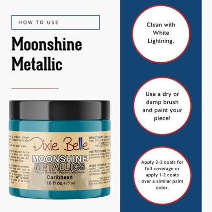 Dixie Belle Paint Company Moonshine Metallics - Caribbean (16oz) - color: Caribbean, style: 16 Fl Oz (Pack of 1)