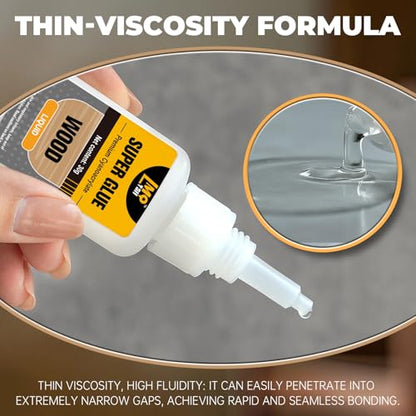 Wood Super Glue 60g, Thin Clear Liquid CA Glue for Woodworking Furniture - size: 2oz-thin