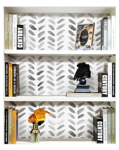Sevalo Gray White Peel and Stick Wallpaper Boho Contact Paper 17.3”×393” - color: white and gray, size: 17.3" x 393"