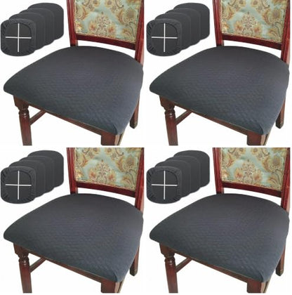 BUYUE Dining Room Chair Seat Covers Set of 4, TPU not Mixed, Friendly Jacquard Fabric Stretch Washable Slipcover for Kitchen Seat Cushions, Grey-4PCS (Pack of 4) - color: Grey, size: 4pcs (Pack of 4)