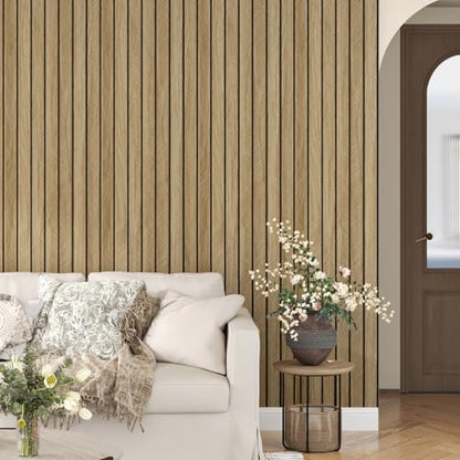 3D Brown Wood Wall Panels Acoustic Slat Wall Paneling - color: 1.brown, size: 11.8" x 197"