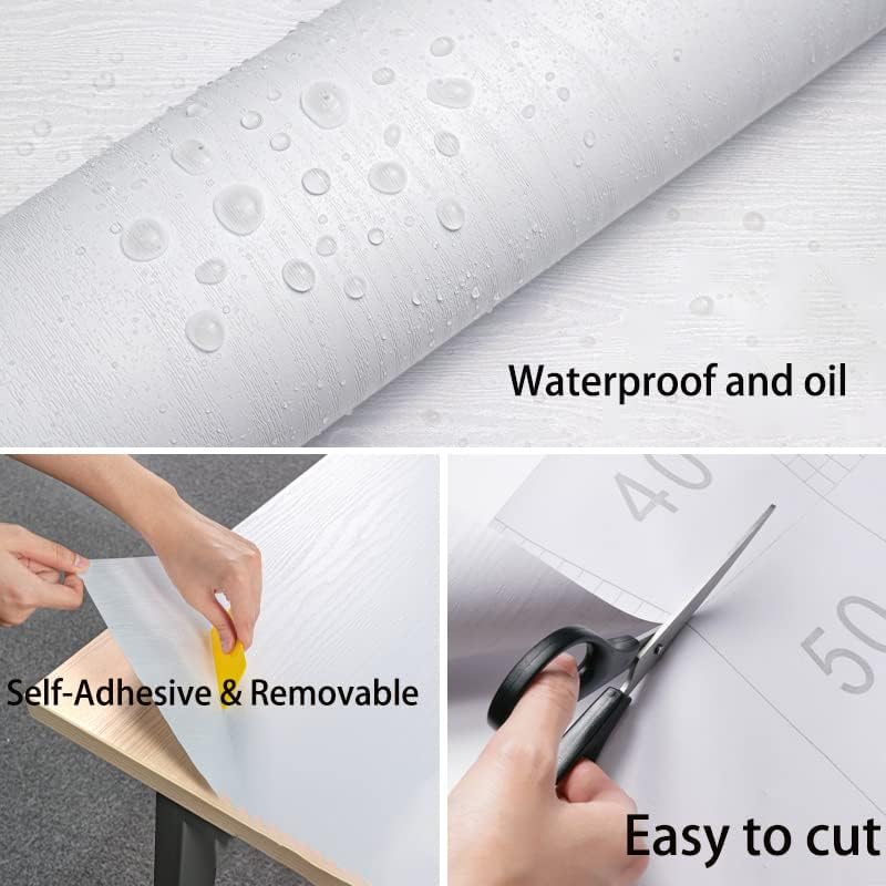 tiltil Peel and Stick Wallpaper Wood Contact Paper White 17.3x393in - size: 17.7" x 393"
