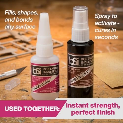 Bob Smith Industries BSI-135H Maxi-Cure™ Extra Thick CA Super Glue - High Viscosity Cyanoacrylate Adhesive for Plastic, Fiberglass, Metal - RC Cars, Archery Fletching - Clear (1 oz) - size: 1 oz