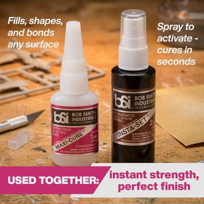 Bob Smith Industries BSI-135H Maxi-Cure™ Extra Thick CA Super Glue - High Viscosity Cyanoacrylate Adhesive for Plastic, Fiberglass, Metal - RC Cars, Archery Fletching - Clear (1 oz) - size: 1 oz
