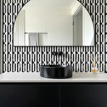 STICKGOO Peel and Stick Backsplash Tiles, 12 x 12 in, White/Black Slate - color: Marble Black+Pure White