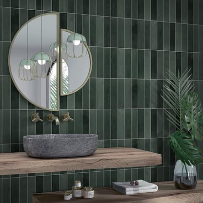 16-Sheet Peel and Stick Backsplash Tile, 9" x 9" Stacked 3D Handmade Looks Square Self Adhesive Wall Tiles for Kitchen Bathroom, Green Mixed - color: Green Mixed, size: Stacked