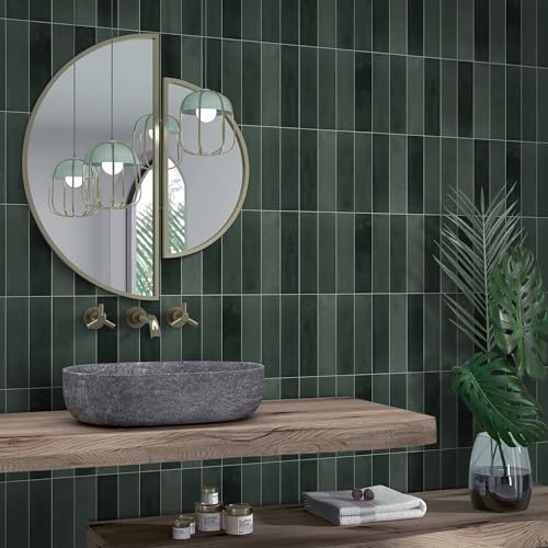 16-Sheet Peel and Stick Backsplash Tile, 9" x 9" Stacked 3D Handmade Looks Square Self Adhesive Wall Tiles for Kitchen Bathroom, Green Mixed - color: Green Mixed, size: Stacked