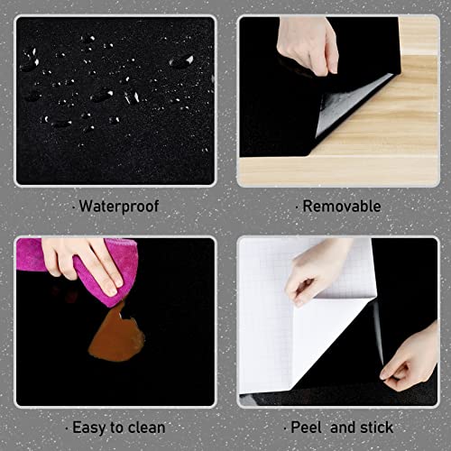 Wallercity Glossy Black Contact Paper Peel and Stick Shiny Glitters Countertop Contact Paper Self Adhesive Removable Wallpaper for Cabinets 15.8"x118" Waterproof Kitchen Table Tops Cover Vinyl Film - color: Black, size: 15.8"W x 118"L