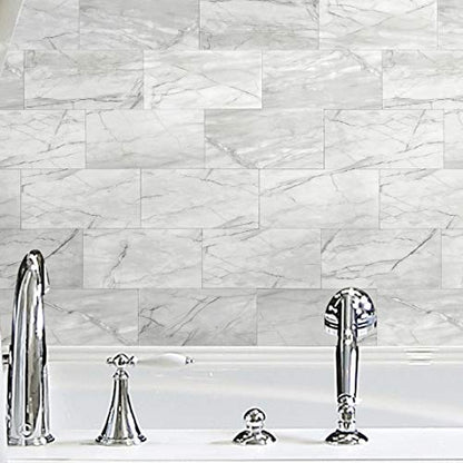 BeNice Peel and Stick Tile Backsplash Bathroom Gray White 23pcs - color: Gray White Line