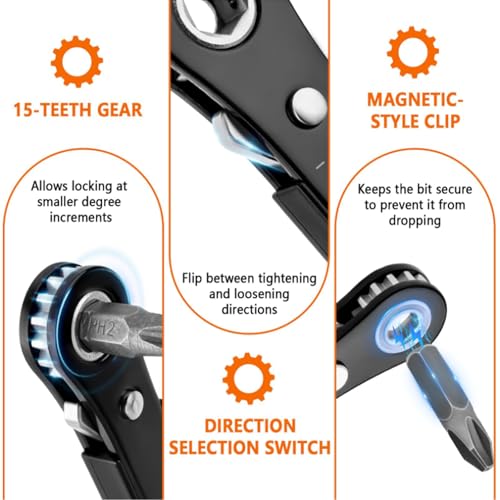 Right Angle Screwdriver, Mini Ratcheting 90 Degree Offset Screwdriver Low Profile Pocket Screwdriver Set, Gadgets EDC Gear Tools TS/JLBS-01