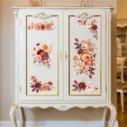 Peacoblue Flowers Corner Rub On Transfers for Furniture Craft 6"x12" - style: Flowers Corner