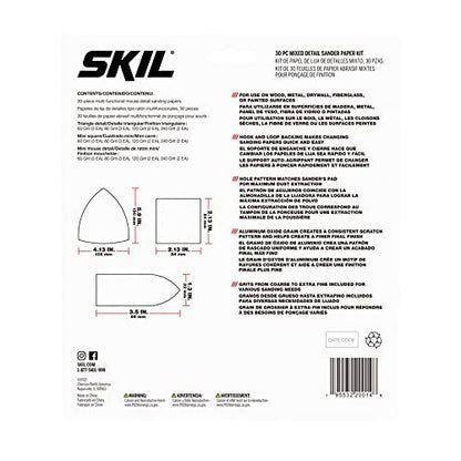 SKIL 30-Piece Mixed 60/80/120/240 Grits Detailed Sand Paper Kit for SKIL Sanders SR232301 & SR6607B-10 - CDA9005 - style: 15-Piece Mixed Sanding Paper