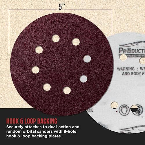 ProductionShop 5" Red 8-Hole Pattern Sanding Discs, 160 Disc Variety Pack, Grits 40, 60, 80, 100, 120, 150, 180, 220, 320, 400, 600, 800 - Hook & Loop Sandpaper, Random Orbital Sanders - Woodworking - style: Variety Pack 160