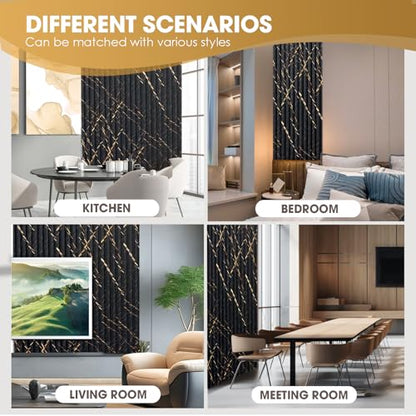 OUZUGIE WPC Acoustic Slat Wall Paneling, 8-Pack 96 x 6 Inches - color: Black marble, size: (High)96“ x 6"