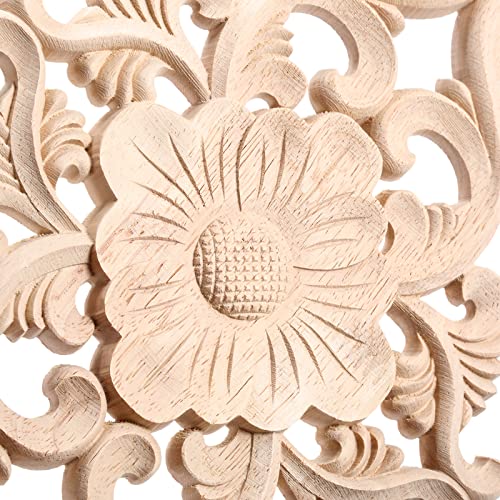 2Pcs Wood Carved Appliques Onlays Center Carving Decals for Furniture - color: 2-pack, size: 15x10.5cm/5.9"x4.13"