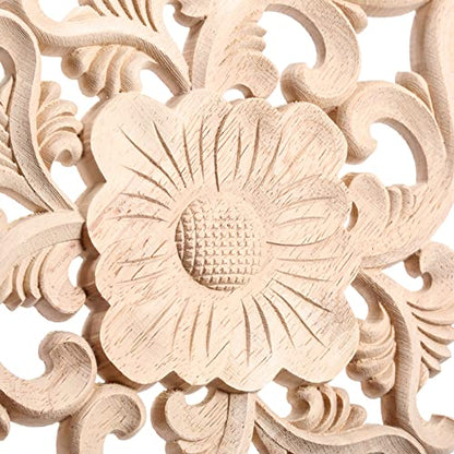 2Pcs Wood Carved Appliques Onlays Center Carving Decals for Furniture - color: 2-pack, size: 15x10.5cm/5.9"x4.13"