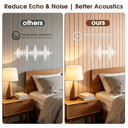 3D Peel and Stick Wall Panels PVC Grille Slat 394"x15.8" Self-Adhesive Wall Sticker Soundproof Paneling for Walls and Ceiling in Faux Oak Wood Grain Texture - color: Oak Wood Grain, size: 394"x15.8"