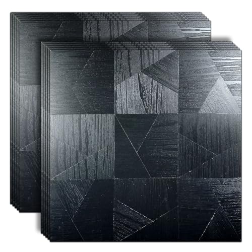 XUANINY Peel and Stick Metal Backsplash Tiles, Self Adhesive Aluminum Mosaic 3D Wall Sticker for Kitchen (Dark Wooden, 10) - color: Dark Wooden, size: 10 sheets