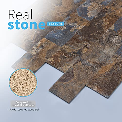 Art3d Peel and Stick Backsplash, Stick on Wall Tile, 10-Pack, Rust Slate - color: Rust-slate