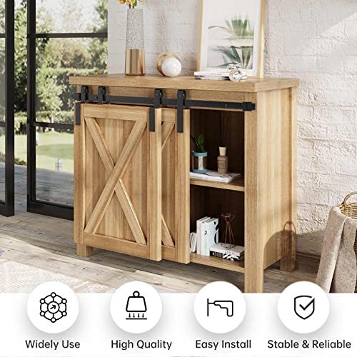 EaseLife 3 FT Mini Cabinet Bypass Double Sliding Barn Door Hardware Track Kit,Easy Install,Slide Smoothly Quietly,Apply for Storage Window TV Stand and Other Shielding (No Cabinet) - size: 3 feet for 2 doors