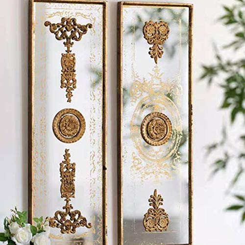 Wood Carved Corner Onlay Applique Door Cabinet Unpainted Home Furniture Decorations (40cm x 10cm) - size: 40cm x 10cm