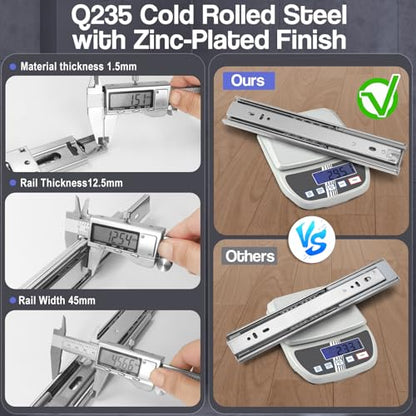 Soft Close Drawer Slides 10 Inch - Silver, 1 Pair (2 Pieces) - color: Silver, size: 10 Inch
