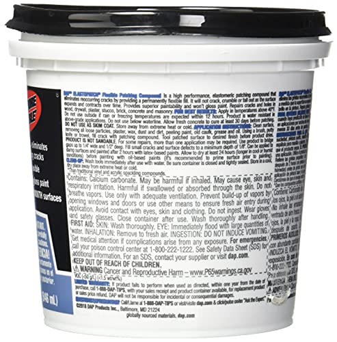 DAP ElastoPatch Smooth Flexible Patching Compound, White, 32 Oz (7079812278)
