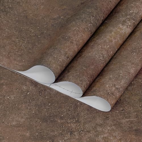 48x354in Extra Wide Concrete Wallpaper Peel and Stick Retro Brick Red Granite Countertop Contact Paper Brown Rock Wall Paper Matte Thick Bubble-Free Design Waterproof Self-Adhesive Vinyl Wall Stickers - color: Brick Red, size: 48" x 354"