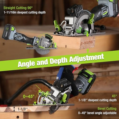 WORKPRO 20V 4-1/2" Cordless Mini Circular Saw with 4.0Ah Battery - style: 20V Cordless Mini Circular Saw
