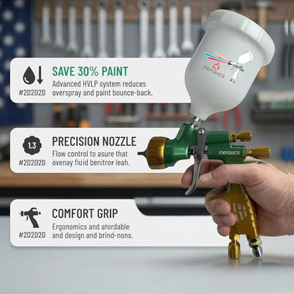 HVLP Air Spray Gun Kit 1.4mm, Professional Automotive Paint Sprayer - color: Green-golden, size: 1.4mm