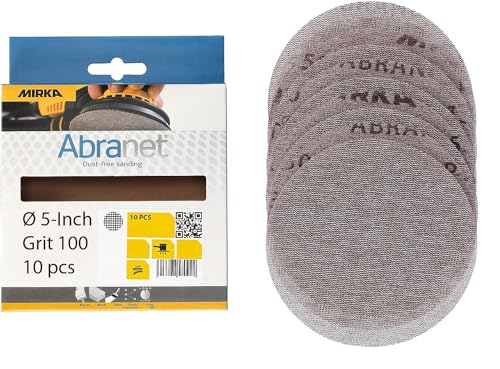 Mirka Abranet 5 Inch 100 Grit Mesh Sanding Discs, Hook and Loop, 10 Pack - size: Grit 100