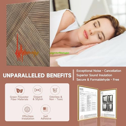 TO-TH Acoustic Panels Self-Adhesive Sound Proof Panel 6Pack, Natural Walnut - color: Natural Walnut