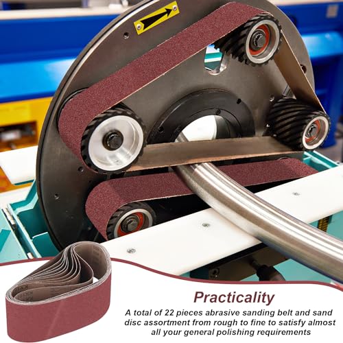 Blulu 44 Pieces 4 x 36 in Sanding Belts and 6 in Self-Adhesive Discs Set