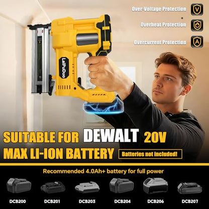 Cordless Brad Nailer Compatible with Dewalt 20V Battery, RexLeLXB 2-in-1 Pneumatic Staple Gun Nail Gun with 800 Nails, 18GA Staple Gun for Wood Working, Framing, Furniture & Upholstery Projects