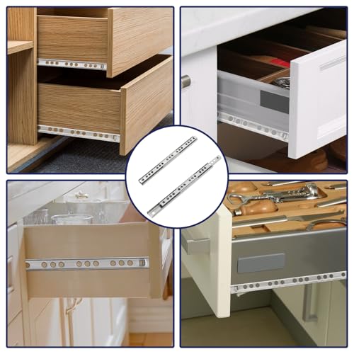 2Pcs 214mm/8.43" Silver Stainless Steel Drawer Slides (1 Pair) - size: 214mm/8.43"