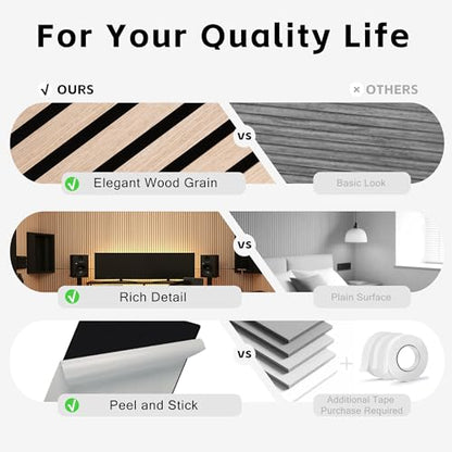WoveN SounD Acoustic Wall Panels, Natural Oak, 10 Pack, 47.2x23.6 in - color: 10 Pack, Natural Oak, Slat Wide