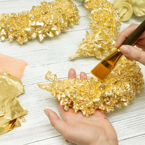 300pcs Imitation Gold Leaf Sheets for Art, Gilding Crafting, Painting, Furniture Decoration, Jewelry Making (5.5" x 5.5" Gold, Silver and Rose Gold )