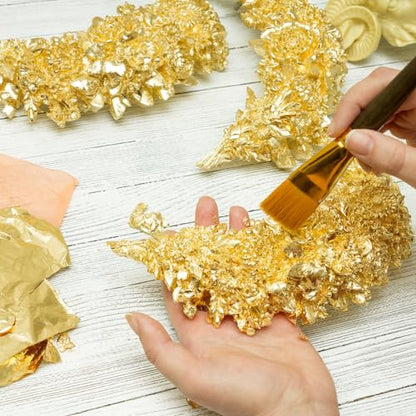 300pcs Imitation Gold Leaf Sheets for Art, Gilding Crafting, Painting, Furniture Decoration, Jewelry Making (5.5" x 5.5" Gold, Silver and Rose Gold )