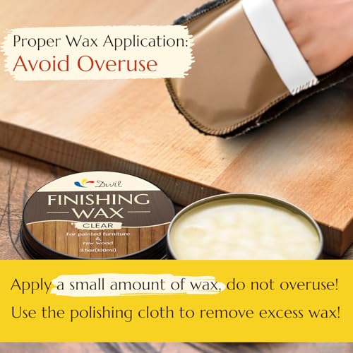 Wood Finishing Wax for Furniture – 100% Natural Chalk Paint Wax for Sealing & Protecting Painted and Raw Wood Surfaces, Wooden Floors & More – Protective Finish - Clear, 3.5 Oz (Includes Tools)