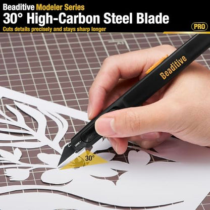 Beaditive High Precision Detail Craft Knife Pro - 30 Degree Blade Utility Knife - Art, Craft, Model Making (1 Pro Knife, 10 Black Blades) - style: 1 Pro Knife, 10 Black Blades