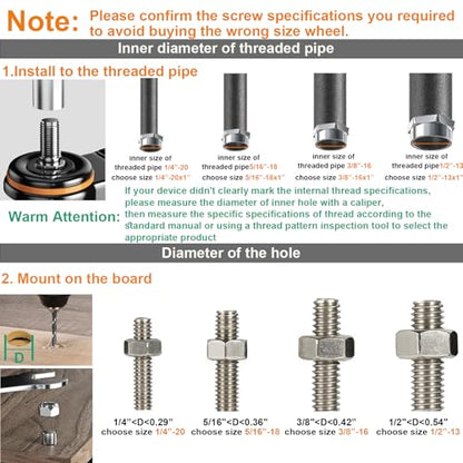 5 Inch Stem Casters Set of 4 Heavy Duty 1/2"-13x1 Threaded Caster Wheels - color: Orange, size: 5in(1/2"-13)