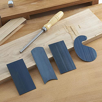 Cabinet Scraper Burnisher with 4 Piece Multi-Shaped Scraper Set 2 Rectangle 1 Curved (Convex and Concave) and 1 Gooseneck Scraper - style: 1 Burnisher+4 Multi-Shaped Scraper