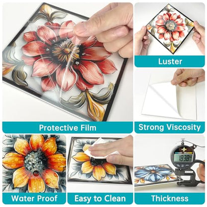 VICCI Peel and Stick Backsplash Decals, 12 Pack, 5.9x5.9 Inch - color: Art-03, size: 5.9x5.9IN*12pcs